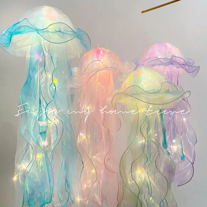 Mermaid Theme Party Decor DIY Jellyfish Lantern Under The Sea Colorful Jellyfish Little Mermaid Ocean Parti Decor Baby Shower