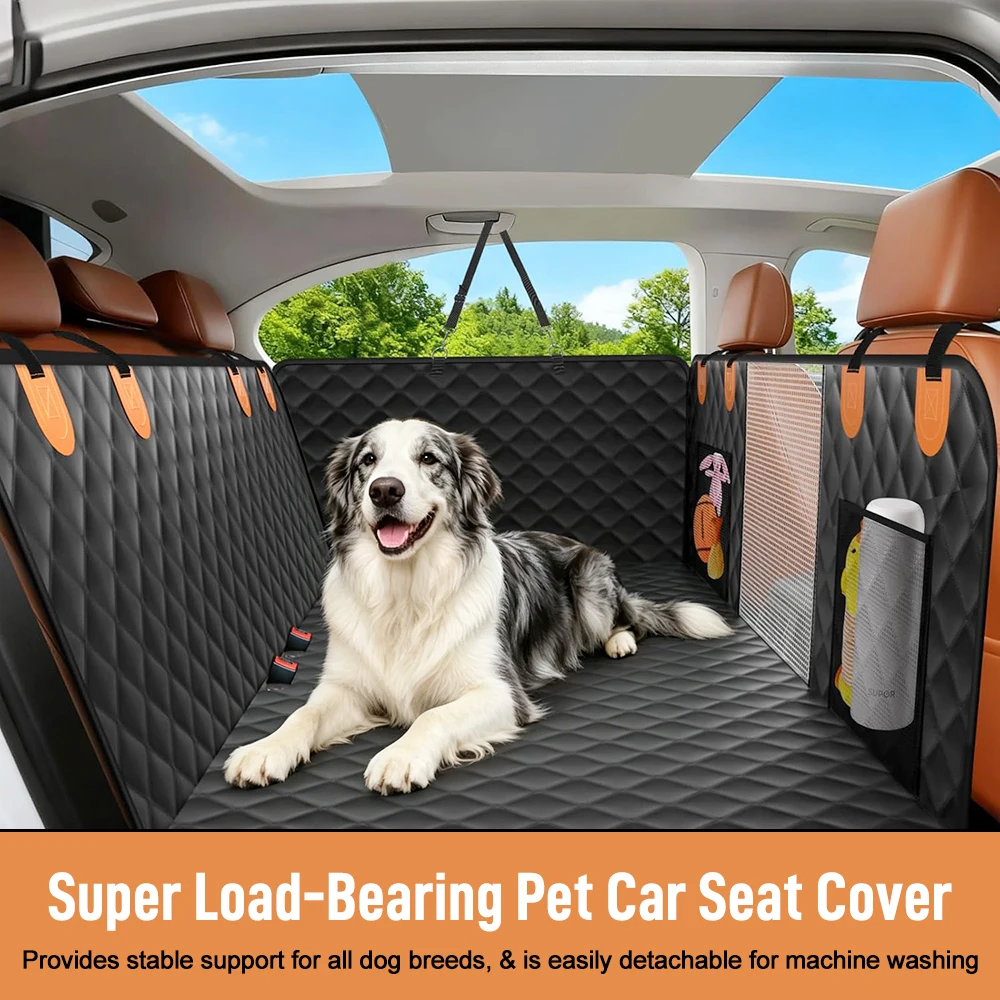 Coussin de siège auto pour animaux de compagnie extra-large XXXL, adapté aux sièges arrière rigides, imperméable, résistant aux rayures, lavable en machine, base antidérapante, avec plaque de base