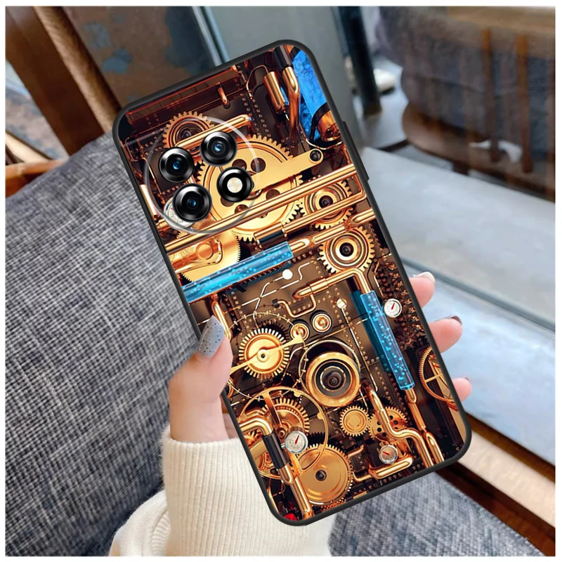 Steampunk Style Gears Levers Engine For OnePlus Nord 2T CE 2 3 Lite N10 N20 N30 N100 N200 8T 9R 10T 10R 11 8 9 10 Pro Case