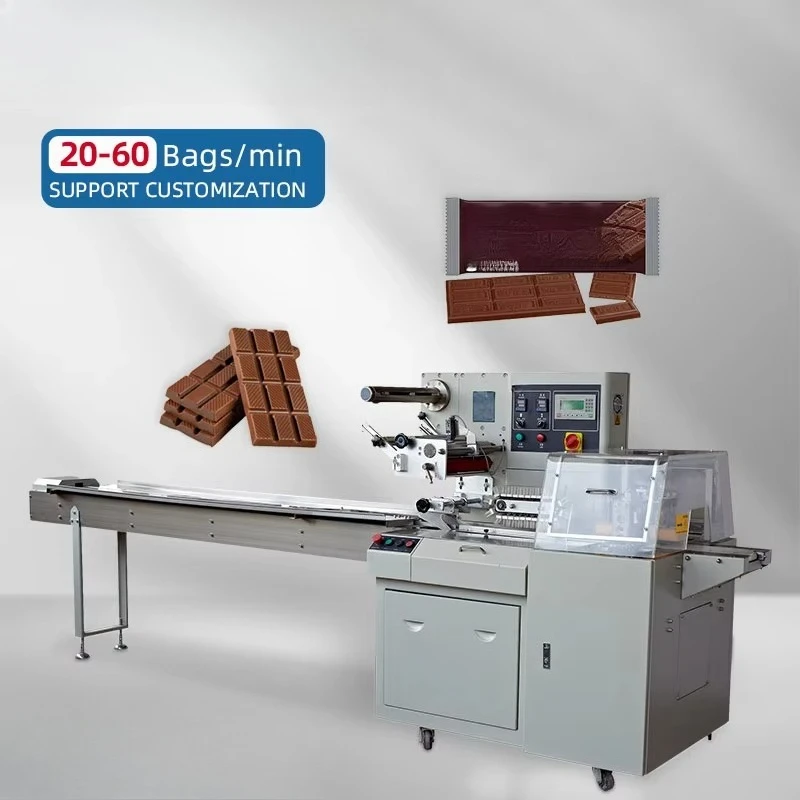 Customized High Speed Automatic Horizontal Flow Wrapper Pillow Pack Machine for Bakery Hamburger Bun Commercial Packaging Line