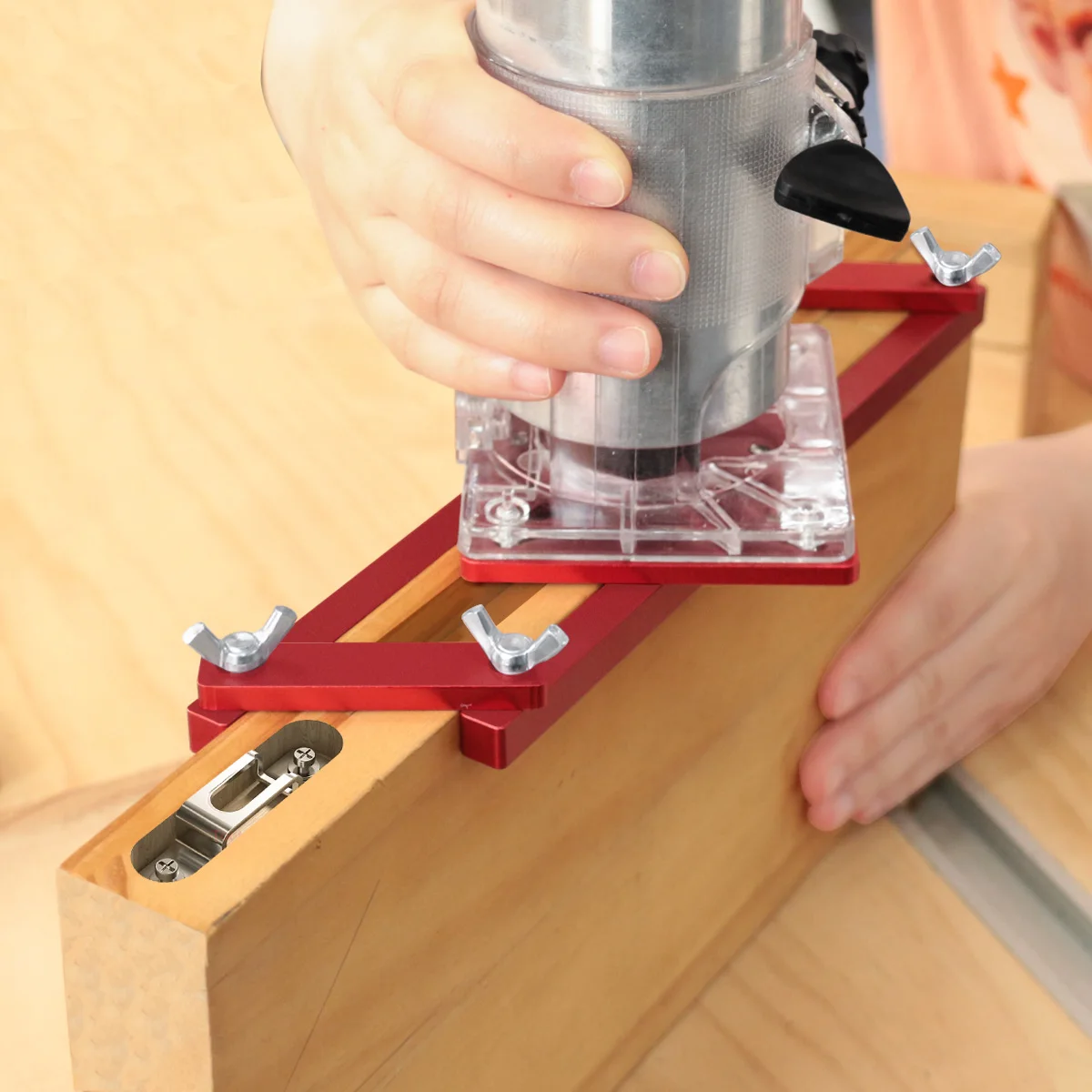 2 in 1 Center Invisible Fastener Slotting Bracket, Woodworking Grooving for Cabinet Furniture Install Invisible Screw Fasteners