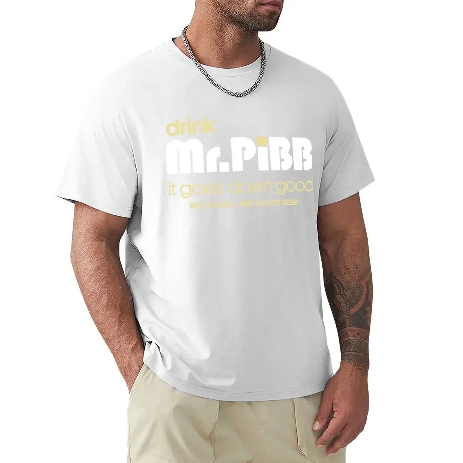 Drink Mr Pibb Vintage 80s Distressed Style T-Shirt oversized plus size tops sweat black shirts for men Over sized men clothing