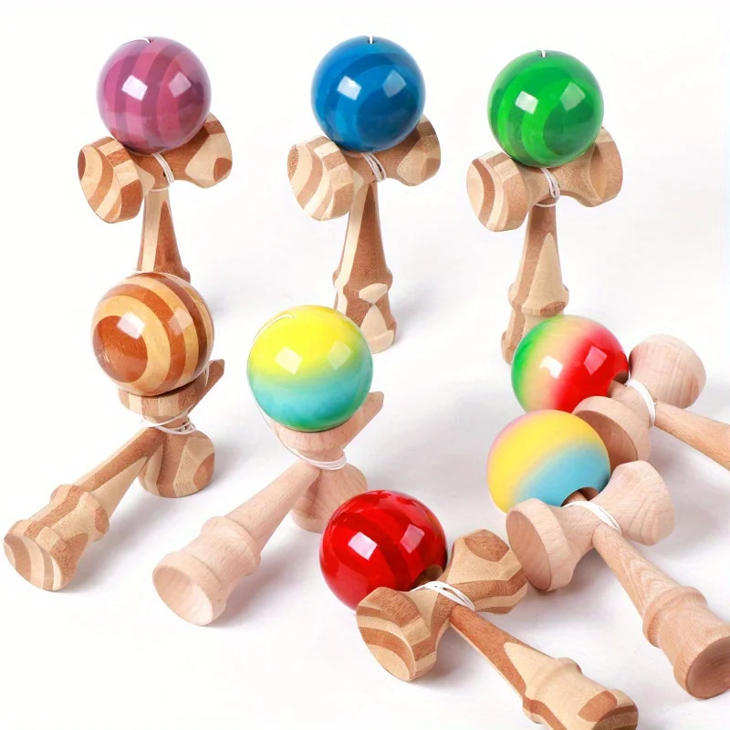 Kendamas Bamboo DU paint Pelota Multifuncional para Exteriores, Pelota de Entrenamiento para Esgrima y Captura, para la Coordinación de Manos