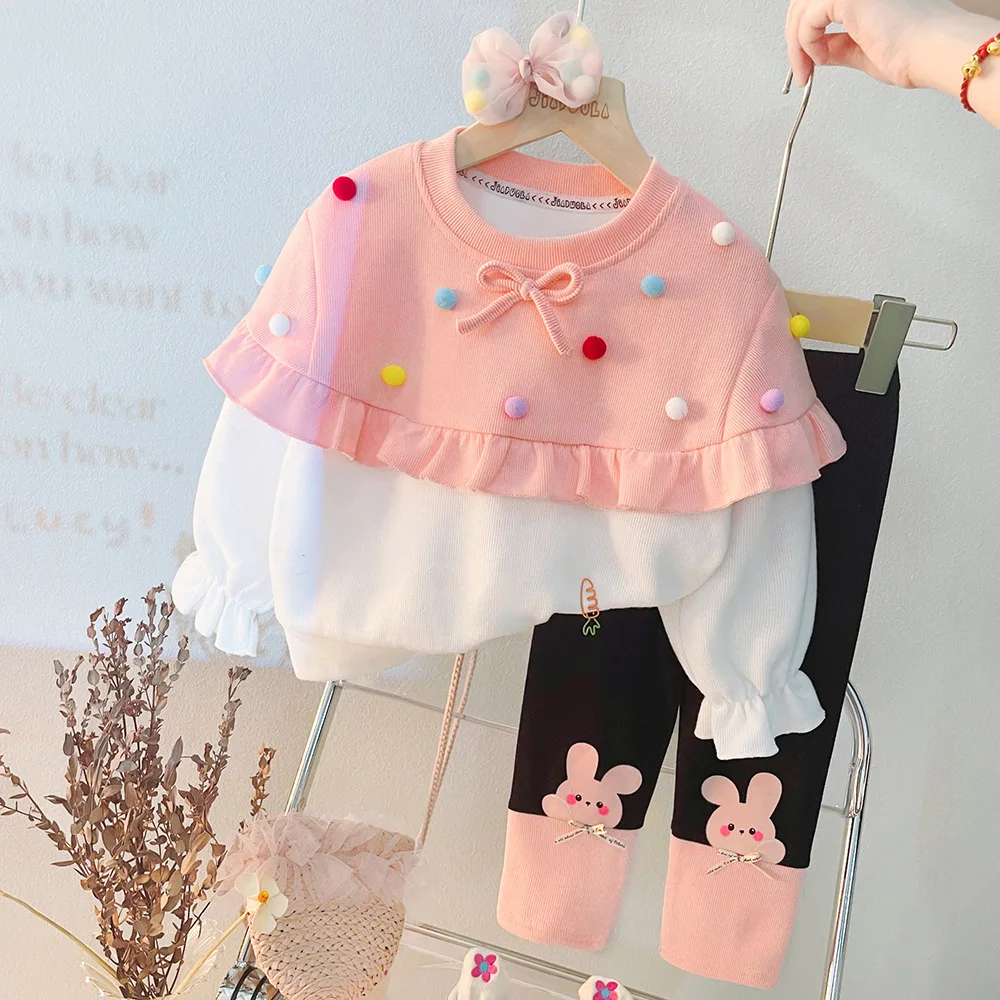 

Baby cute leggings two-piece autumn suit 6M-4Y New Korean version of children's clothing girls long sleeve top foreign style
