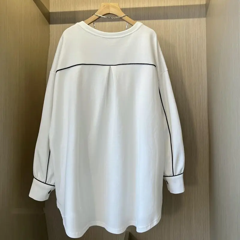 Female Casual All-match Round Neck T-shirt Spring Autumn Women's Clothing Fashion Loose Solid Color Long Sleeve Pullovers Tops
