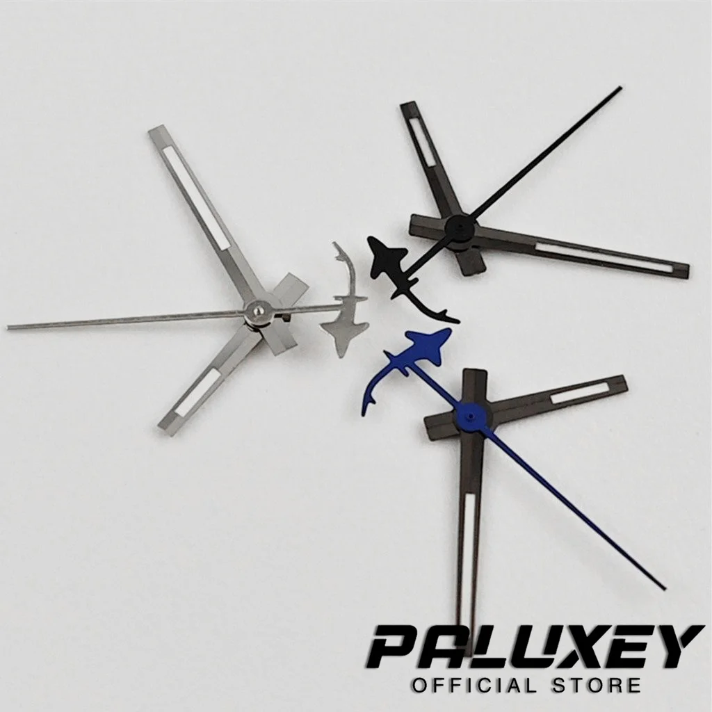 Shark Second NH35 Hands Green Luminous Watches Pointers Suitable for NH34 NH35 NH36 NH38  NH70 Movement NH35 Silver Gun Hands image 3