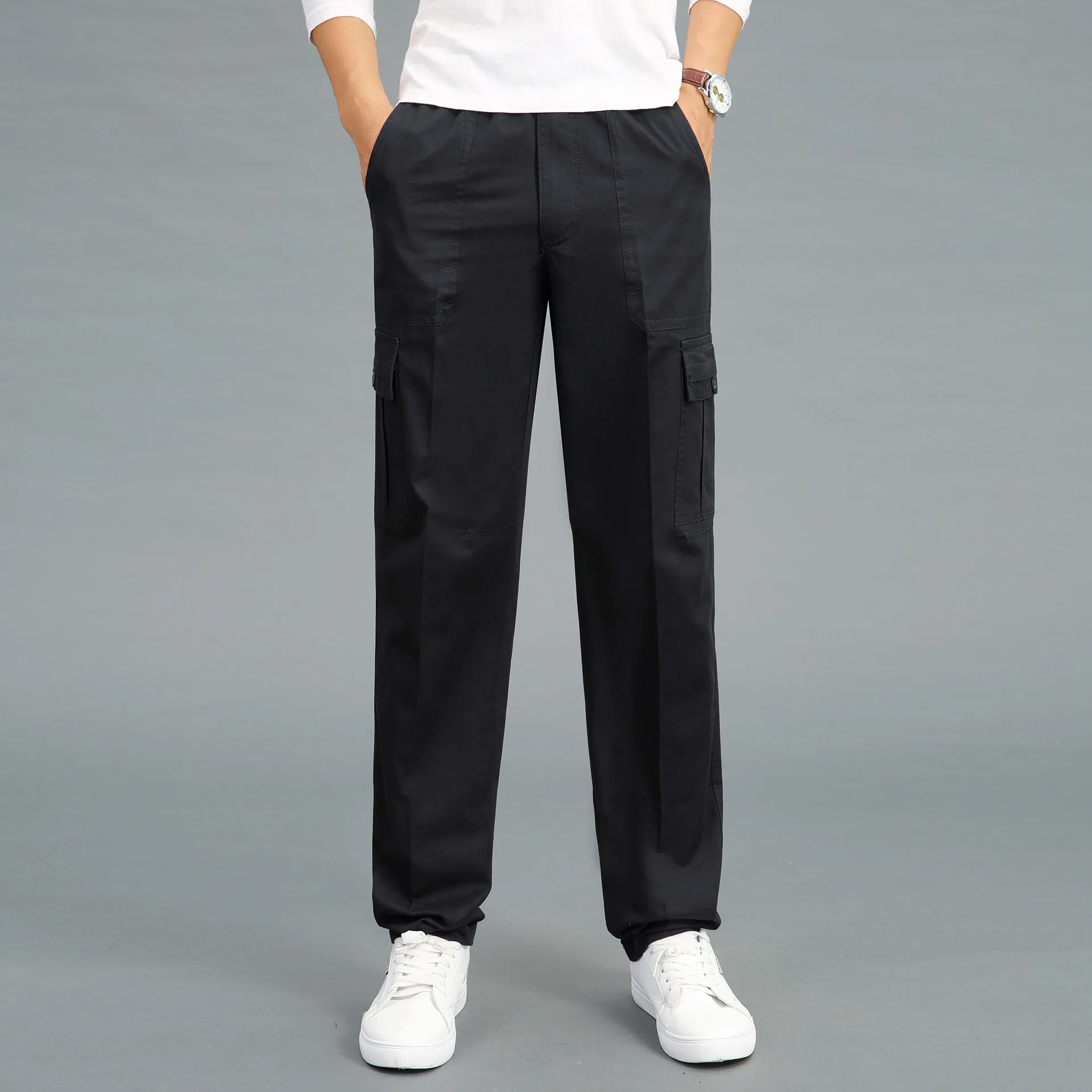 L-6XL Big Size Men Comfortable Cotton Pants Casual Style Man Multiple Pockets Trousers