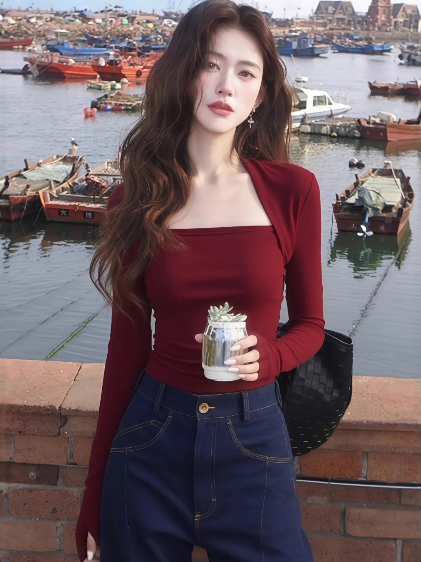 T-shirt lunga con colletto quadrato Sve slim fit da donna Autunno Inverno Strato base garantito irt Evidenziazione sottile Top casual