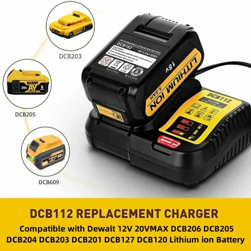 DCB112 DCB609 Lithium Battery Charger For dewalt 10.8V 12V 14.4V 18V 20V DCB206 DCB205 DCB204 DCB203 DCB120,DCB107 DCB115 DCB105