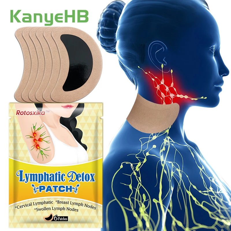 6pcs=1bag Herbal Lymphatic Plaster Promote Lymphatic Detoxification Lymph Nodes Transdermal Stickers Lymph Detox Patches H129