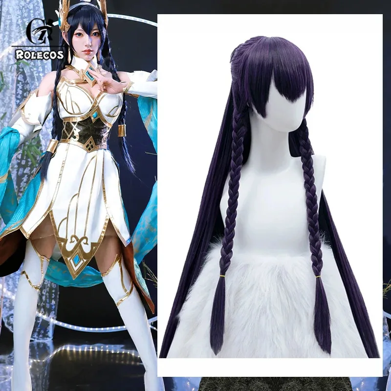 

ROLECOS Synthetic Hair Game LOL Immortal Journey Irelia Cosplay Wigs Irelia 100cm Women Long Straight Dark Purple Cos Hair