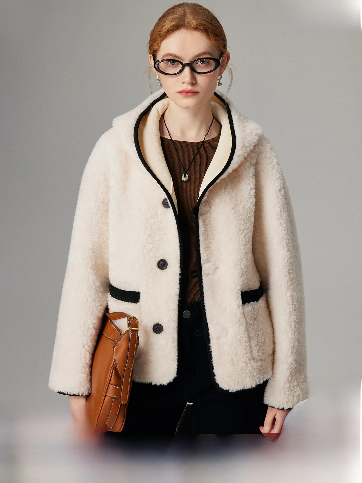 

Женское повседневное пальто с капюшоном из меха ягненка ort Particle Fce, зимнее теплое шерстяное кожаное пальто, корейская версия