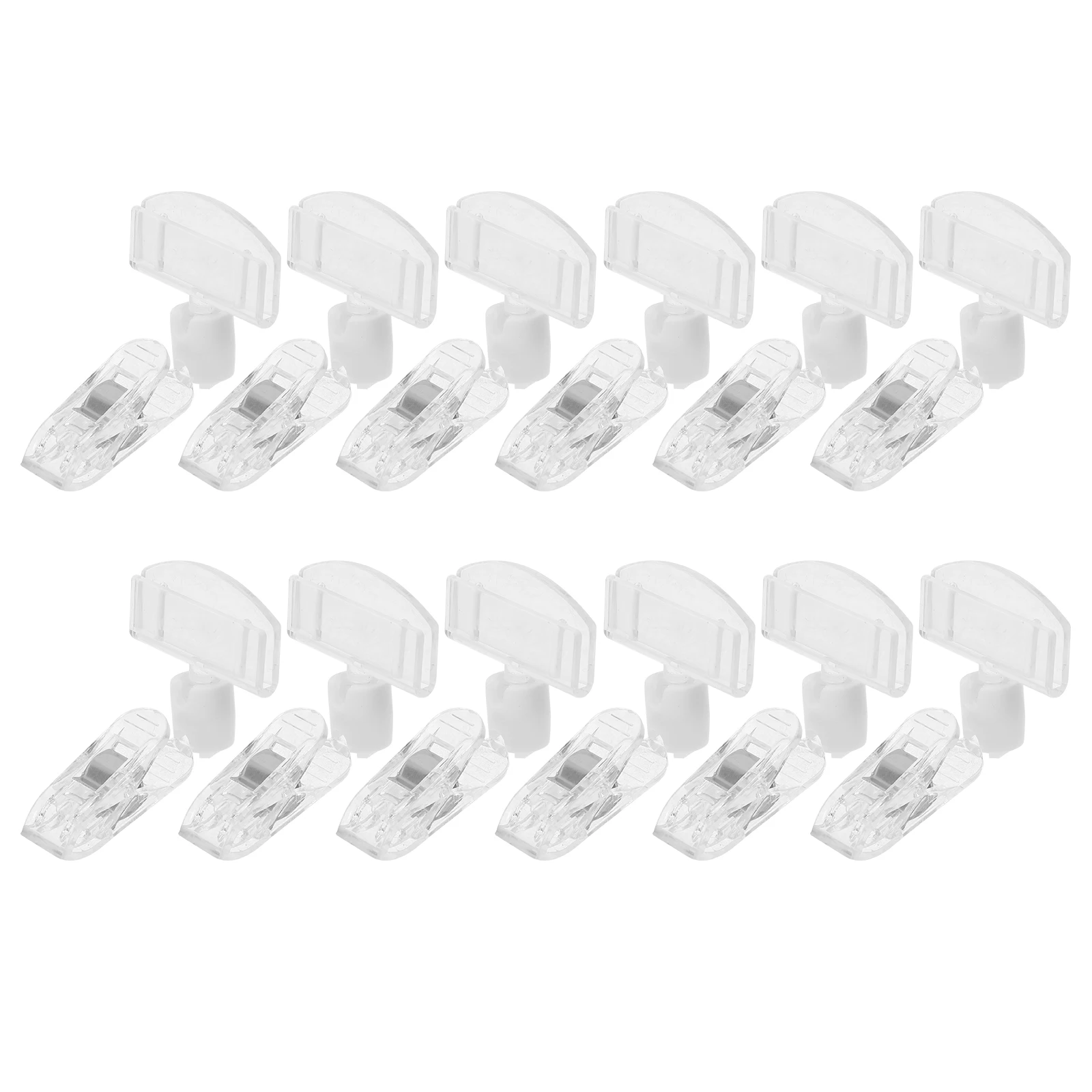 

12pcs Advertising Clips Transparent Crystal Double Head Holders for Price Tags Merchandise Signs Posters Badges Rotatable