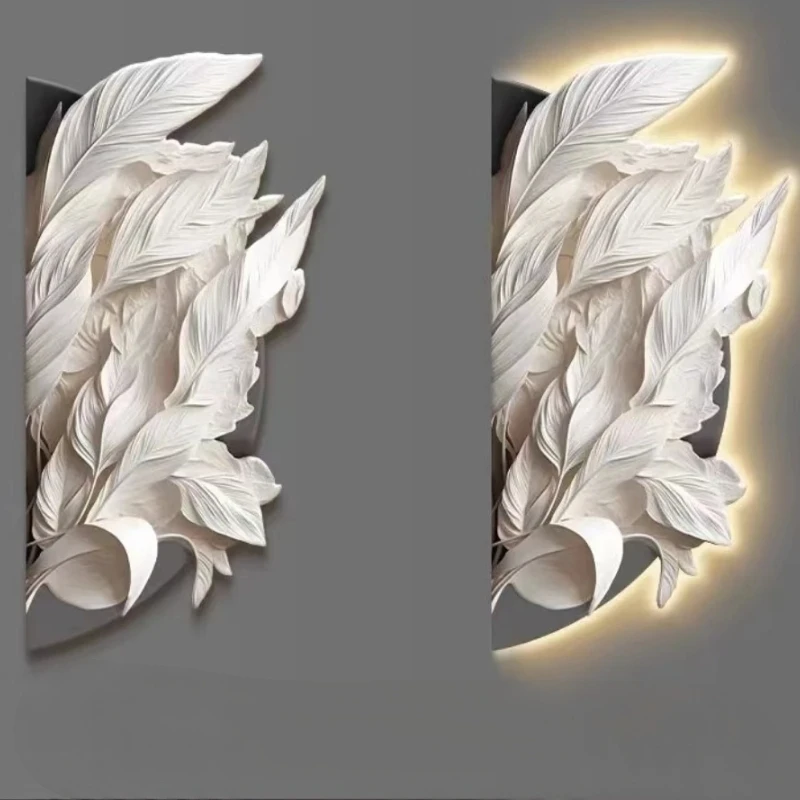 Couture Lobby Art Deco Feathers Diode Glow Wall Lights designer Ceiling lustre chandelier Crystal