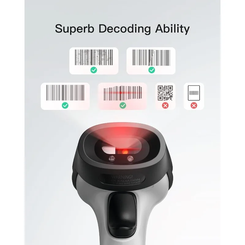 Bluetooth Barcode Scanner, 1 Charge 180 Days Standby, 35m Range, Automatic Fast and Precise scanning, BCST-70