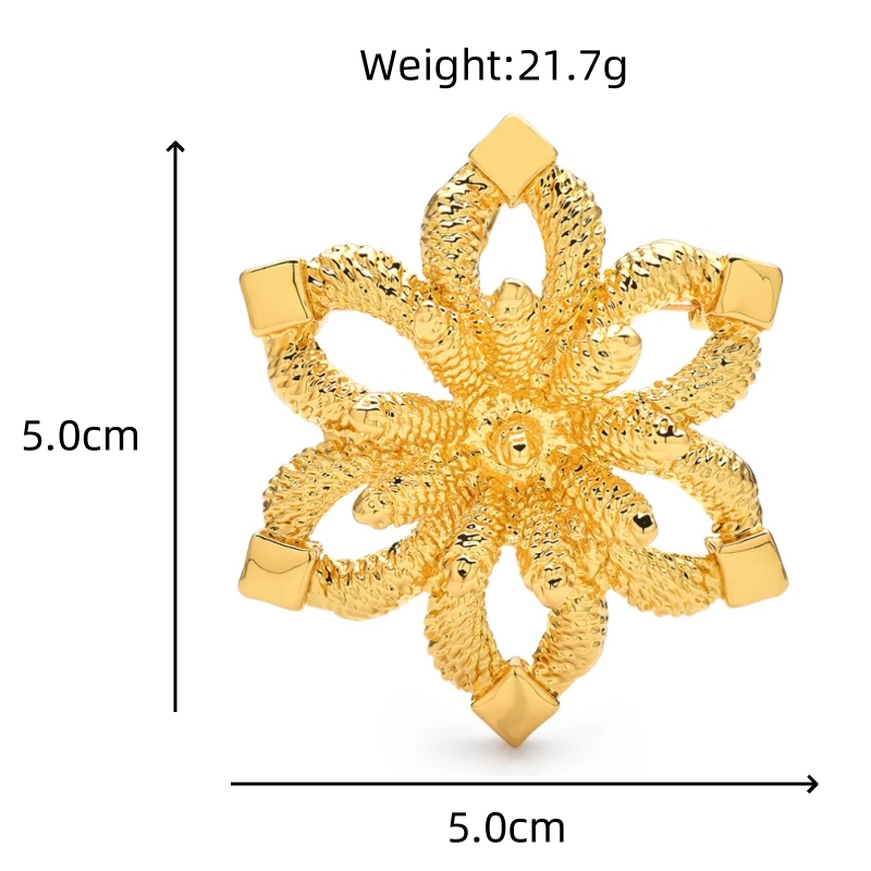 Wuli & baby سبيكة 6 الوجهين شكل ندفة الثلج دبابيس زهرة مجوهرات دبوس خمر الهندسة شارة معدنية التبعي