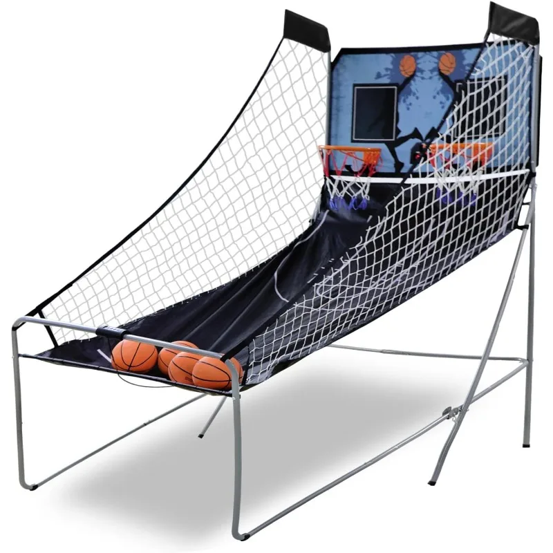 

Smartxchoices Kids Indoor Arcade Basketball Game Foldable Double Electronic Basketball Hoop Game Shot 2 Player w/ 4 Balls LED Sc
