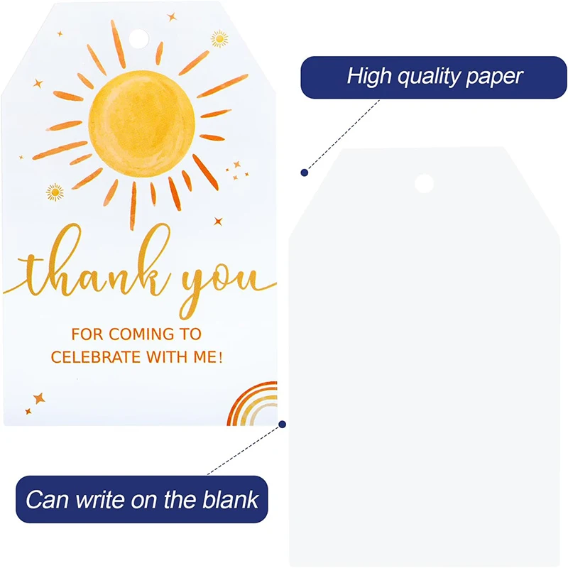 بطاقات هدايا لحفلات الشمس مع خيوط ، شكرًا لك ، عيد ميلاد ، 50 ، زينة من 50 ،
