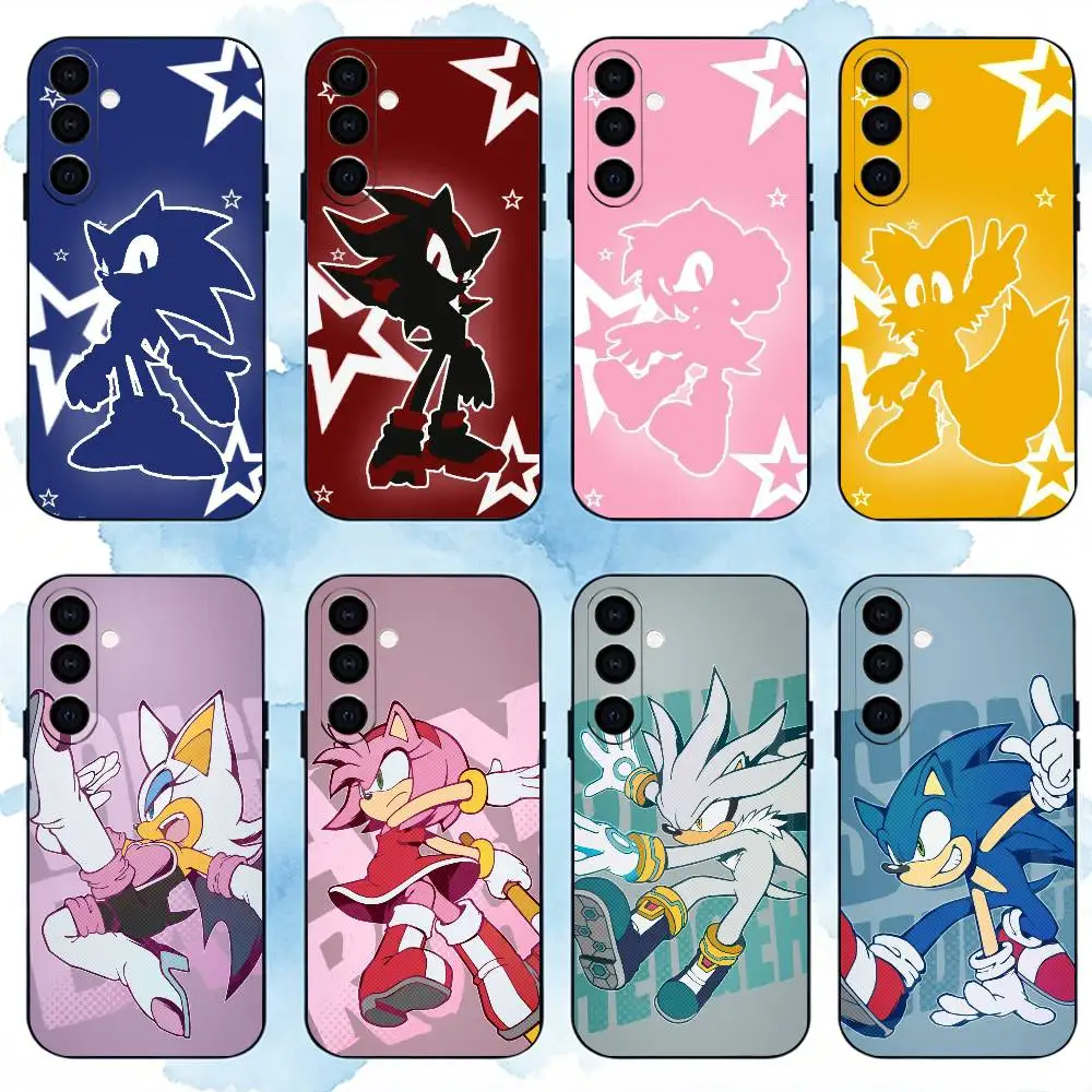 Game S-Sonic Tails Knuckles gift Phone Case For Samsung Galaxy A73,A72,A71,A70,A53,A52,A51,Soft Silicone Black Cover
