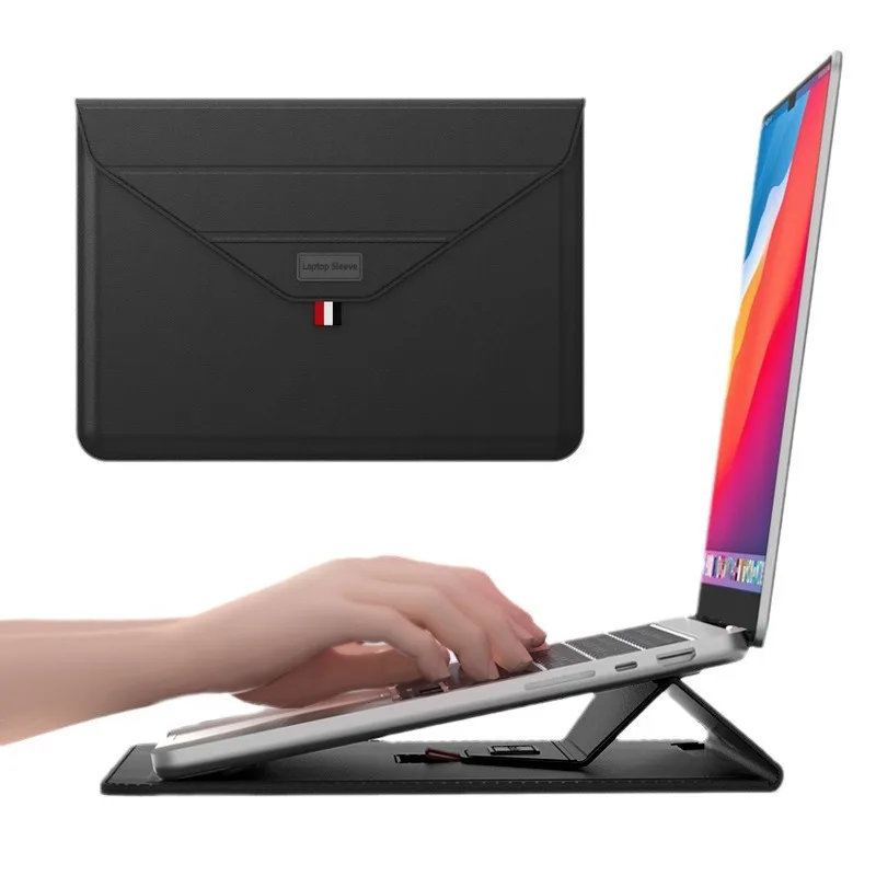 حافظة كمبيوتر محمول رفيعة للغاية مقاس 13 بوصة من البولي يوريثان لجهاز MacBook Air Pro، حقيبة محمولة رفيعة مع ميزة حامل وحقيبة خفيفة الوزن