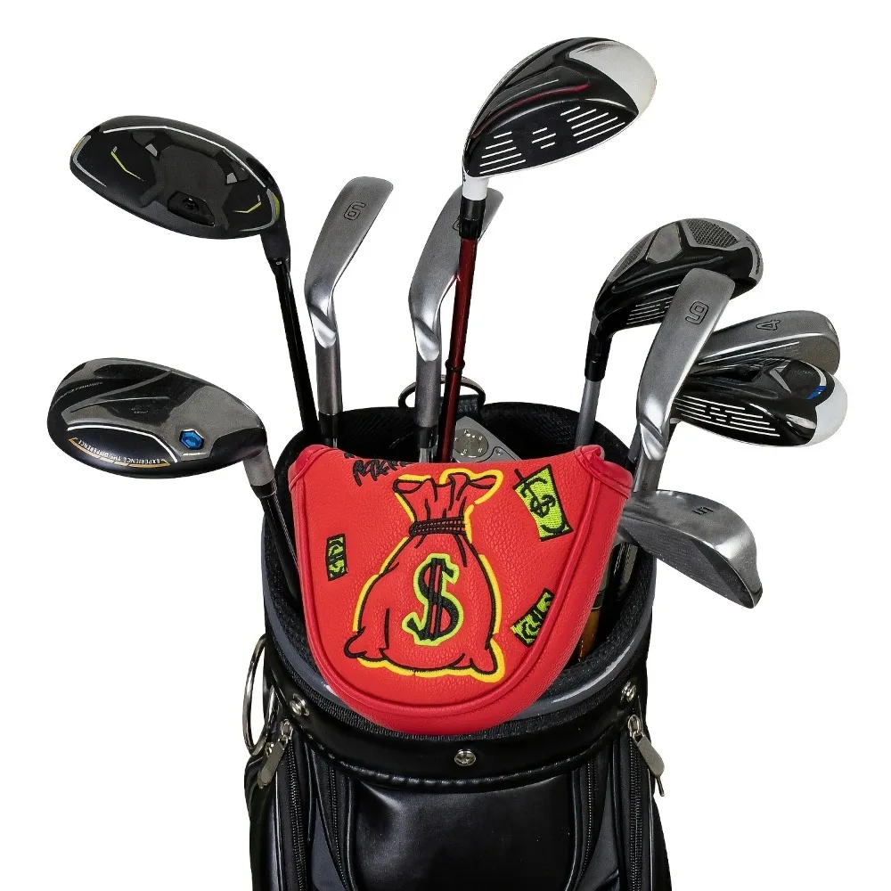 Golf Putter Cover | Half Round PU Club Head Cover, Premium Embroidery, Available in Red and Black, Ideal Gift for First Choice