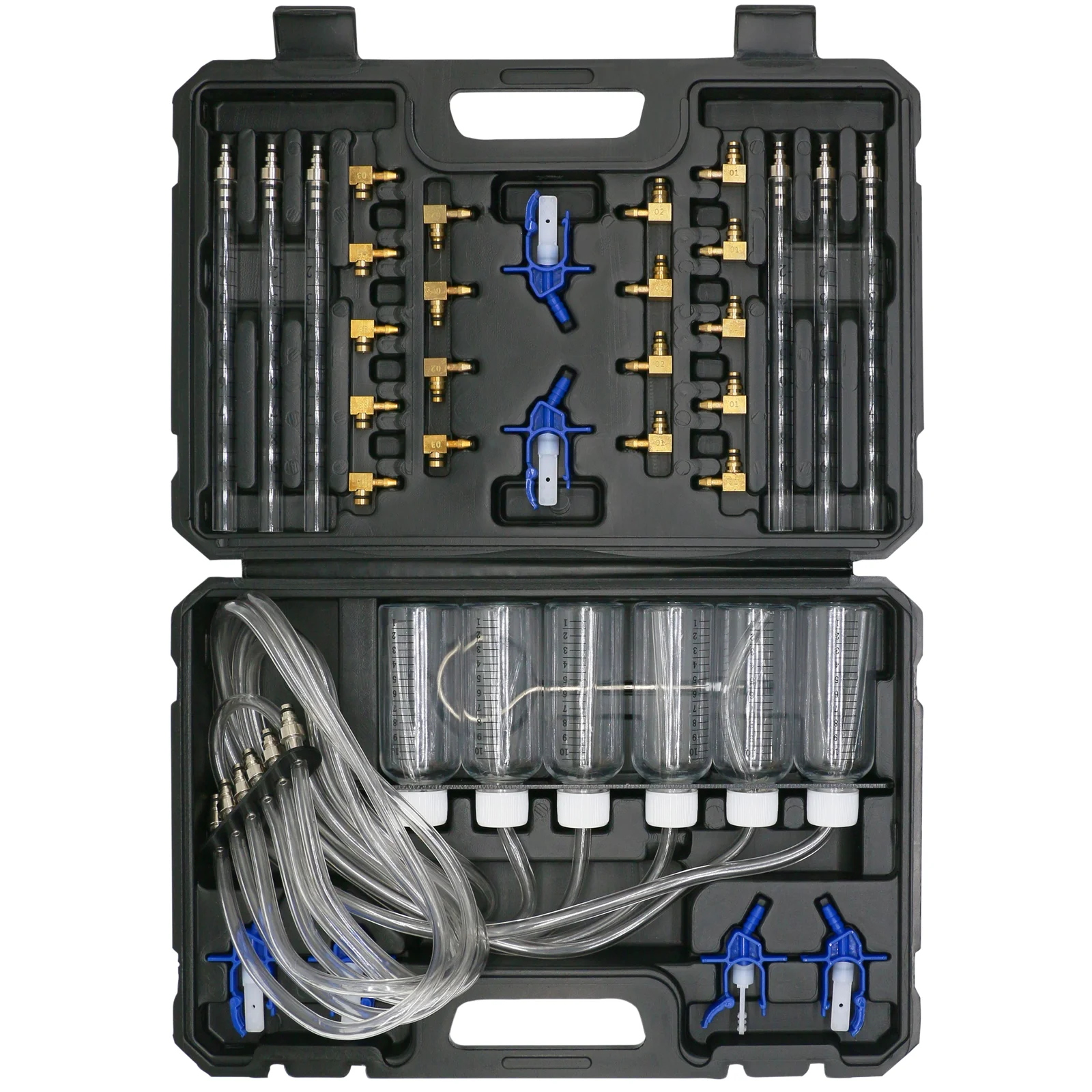 6 Cylinder Common Rail Diesel Injector Flow Meter Test Kit Fuel Injector Leak Diagnosis Test Tool with Adapters