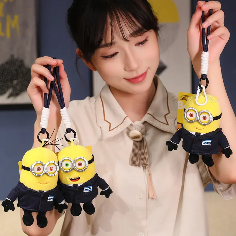 Original SPY Minion Plush Toy Black Suit Bob Kevin Dave Doll Lovely Bag Pendant Key Chain Plushies Cartoon Gifts High Quality