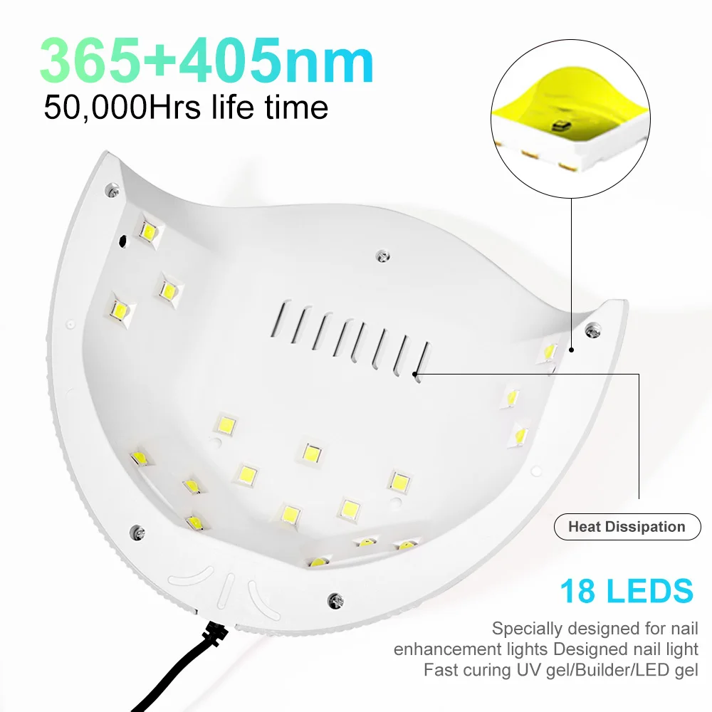 LIMEGIRL Nail Dryer Machine Portable USB White Pink Nail Lamp for Drying Curing Nails Varnish with 18LEDS Beads UV LED Lamp Tool