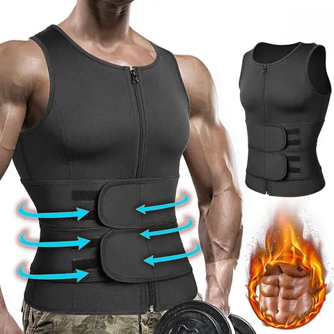 Colete Redutor com Sauna para Homens, Cinta Abdominal Ajustável, Modelador que Queima Gordura Rápido