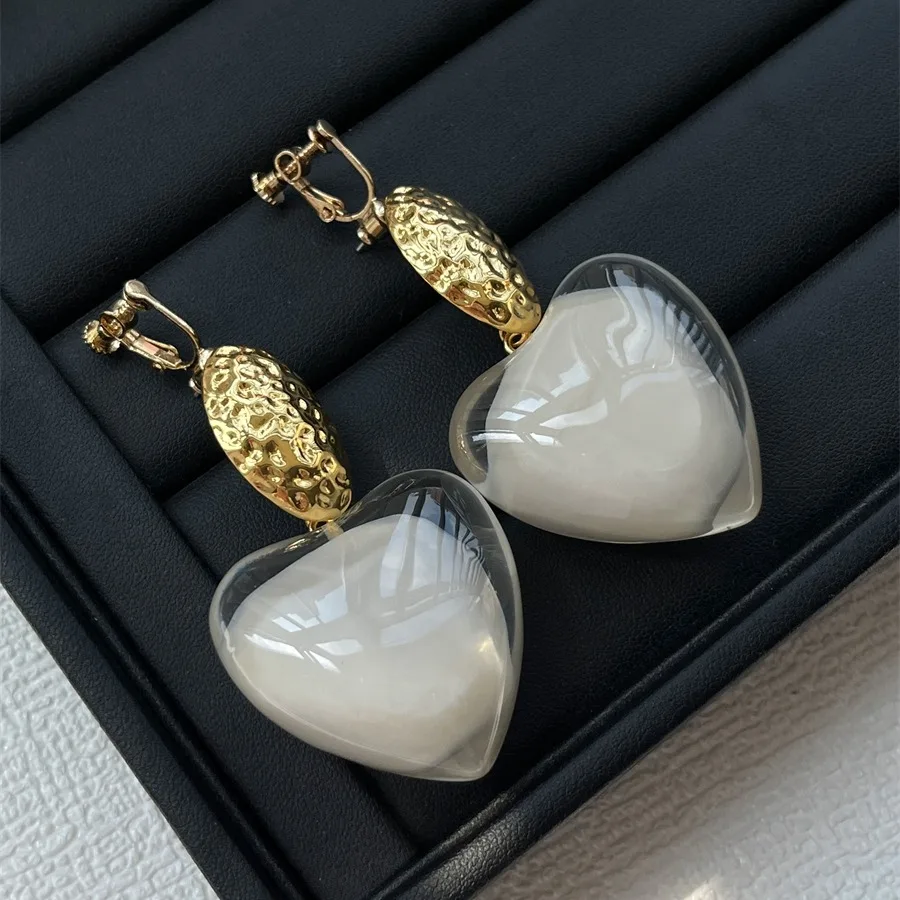 

Resin Heart Dangle Drop Earrings for Women Girls Love Geometric Aesthetic Statement Earring