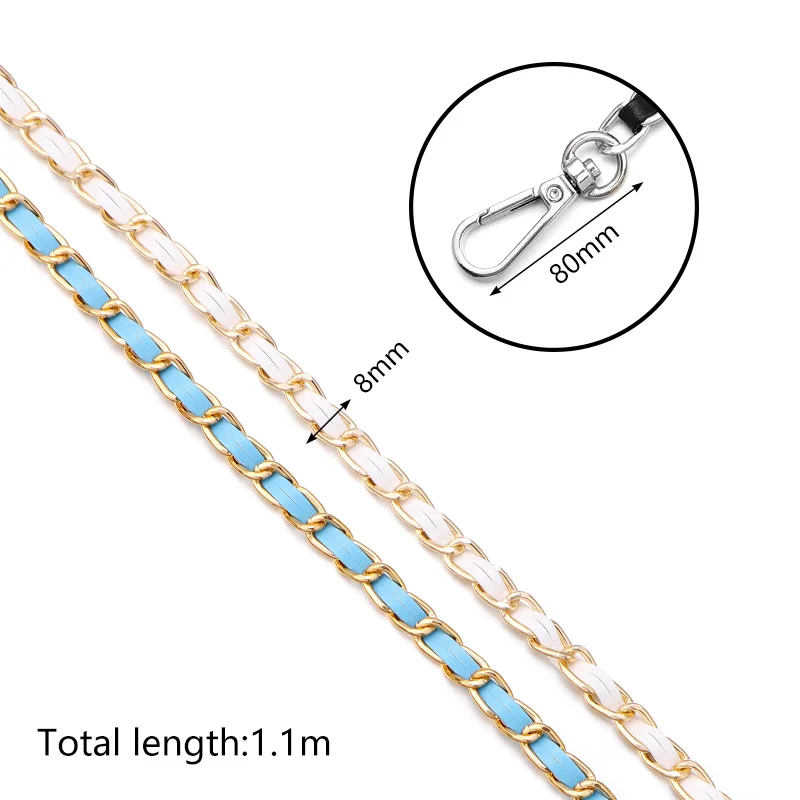 110CM aluminium alloy PU Cortical chain with button for bags Shoulder bag belt metal chain accessories wholesale