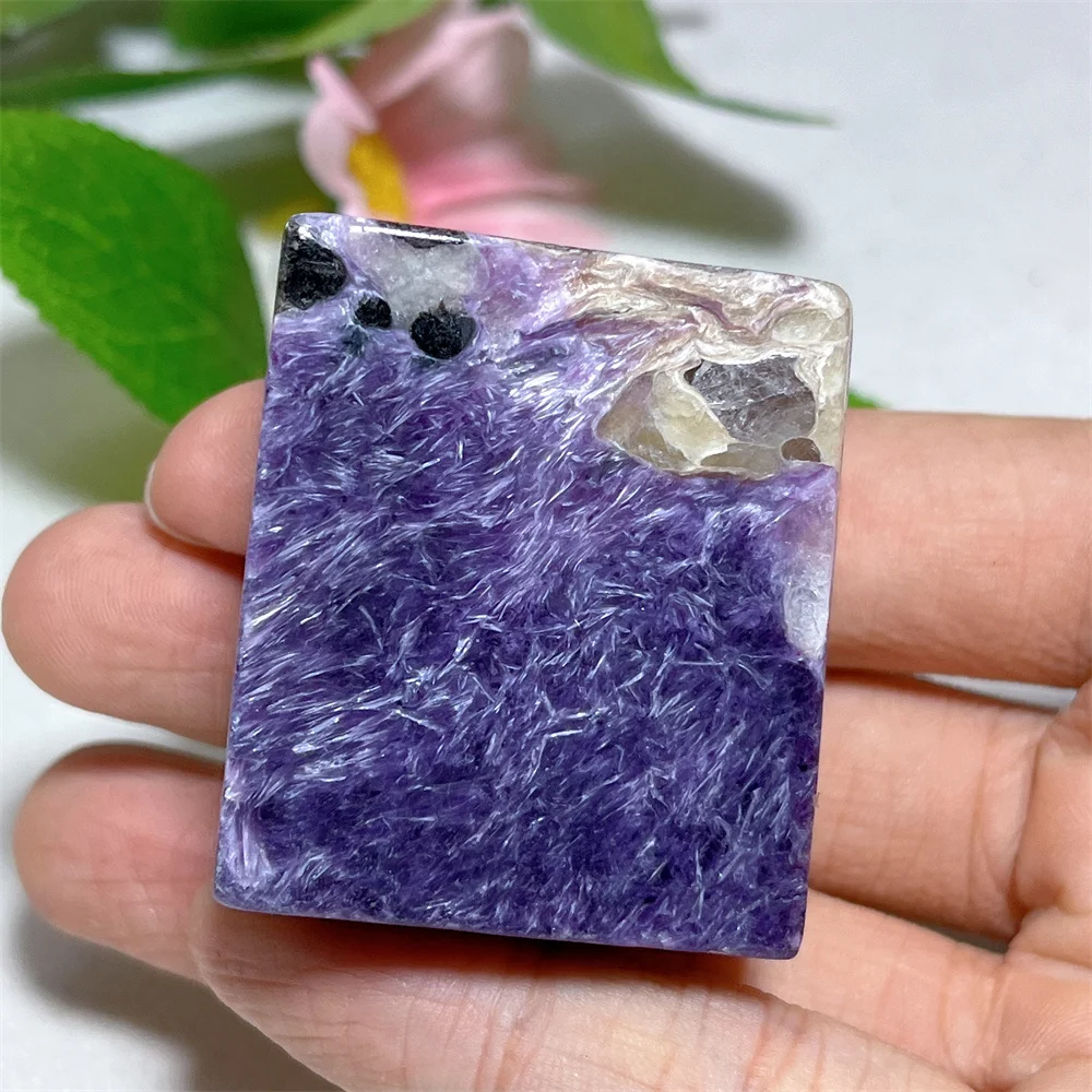 Natural Crystal Charoite Slab Specimen Stone Quartz  Feng Shui Energy Mineral Meditation Healing Gem Home Decoration