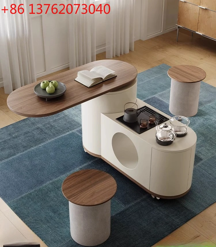 

Movable tea table kettle integrated 2025 new household small tea cart rotating coffee table