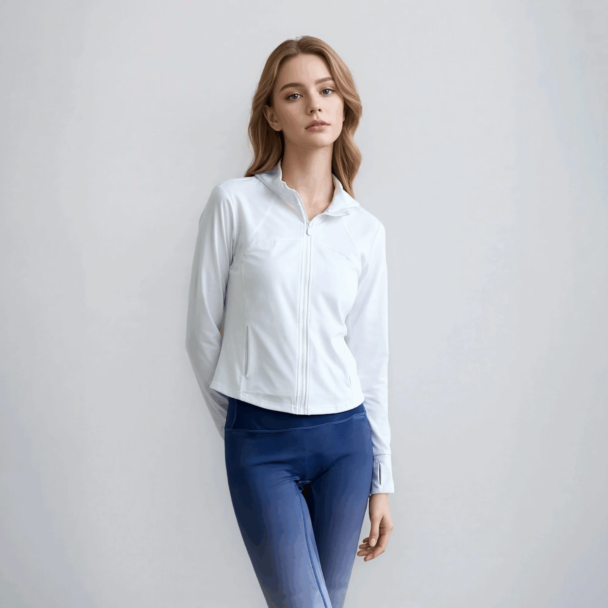 Stand-Up Collar Long Sleeved Jacket Women's Yoga Coat Keep Warm High Elasticity Suitable For Fitness Exercise Yoga Top Jacket