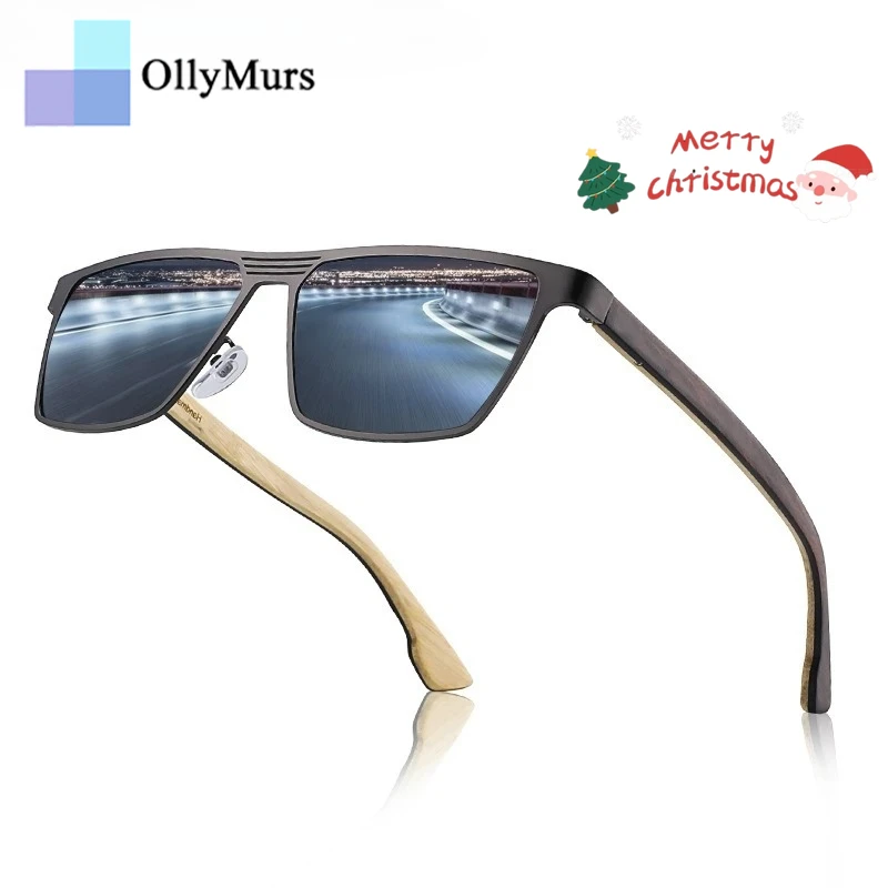 

OLLYMURS модные поляризационные мужские солнцезащитные очки в стиле ретро, квадратные, деревянные, UV400, оптические зеркальные солнцезащитные очки для вождения, женские 8045