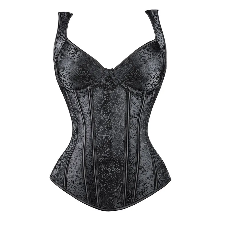 caudatus Sexy Straps Corset with Cup Lingerie zipper side overbust waist trainer bustier plus size gothique corsets and bustiers