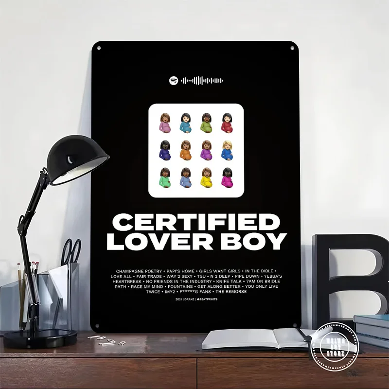 Drake - Certified Lover Boy Album 3D Texture Printed Poster Custom Vintage Metal Tin Plate Sign for Wall Art Home Decorations