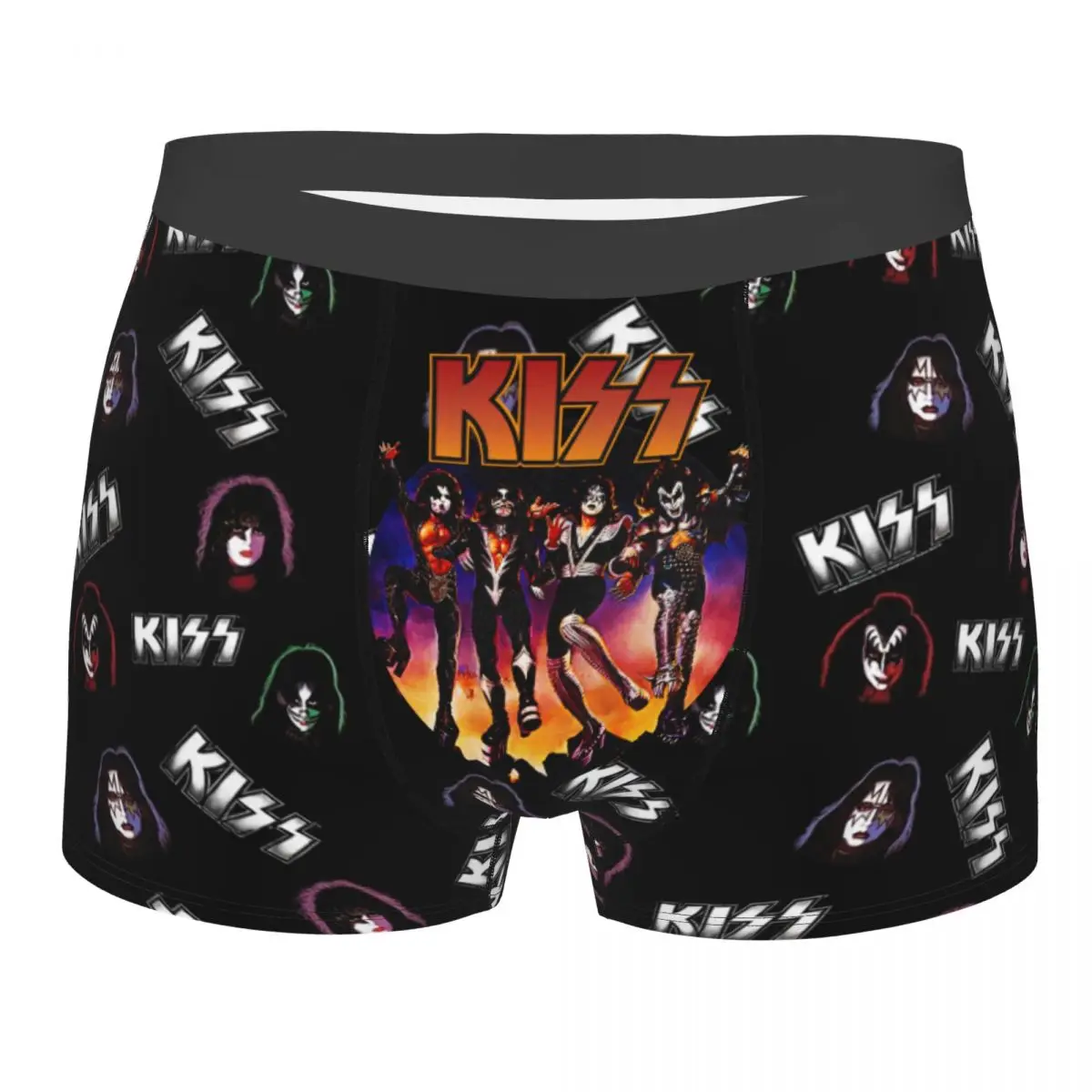 Rock Kiss Band Boxer Shorts For Men Sexy 3D Printed Heavy Metal Music Underwear Panties Briefs Stretch Underpants