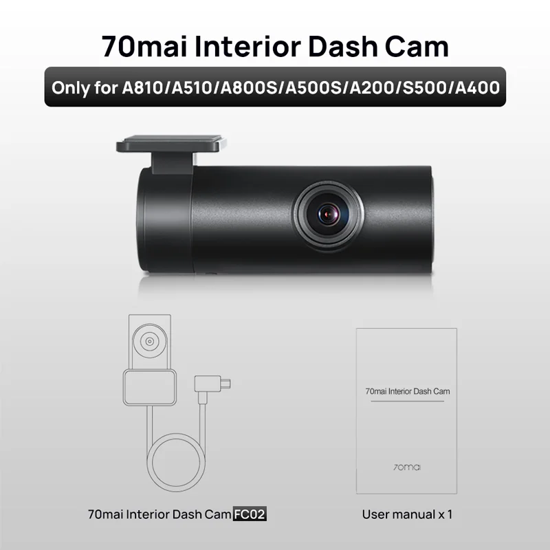 70mai Interior Cam FC02 Geschikt voor 70mai A510/A810/A800S/A500S/A400 (Niet te gebruiken samen met achtercamera)