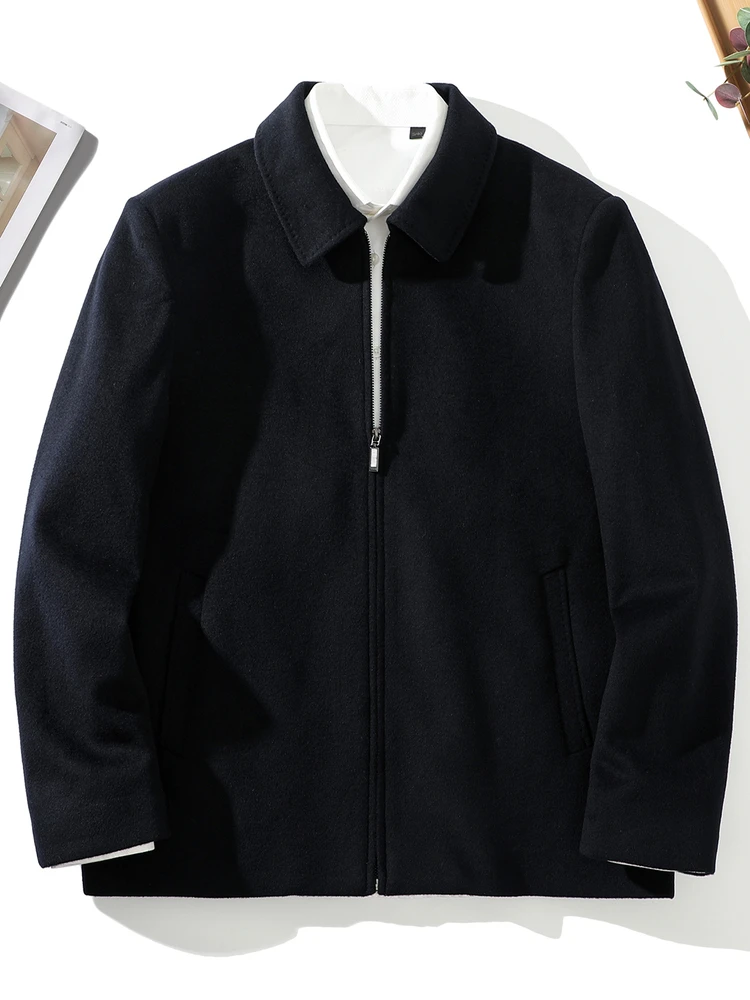 

Мужская высококачественная деловая повседневная шерстяная куртка из мягкой шерсти, ветрозащитная, теплая, с отложным воротником, осенне-зимняя модная верхняя одежда