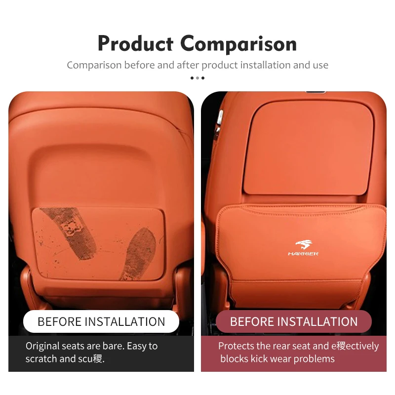 Waterproof Car Seat Anti Kick Pad Back Cushion Prevent Dirty Mat For Toyota Harrier 30 60 80 XU30 XU60 XU80 2022 2023