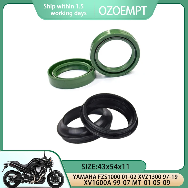 OZOEMPT Motorcycle Front fork oil seal and dust cover KIT Apply to YAMAHA FZS1000 01-02 XVZ1300 97-19 XV1600A 99-07 MT-01 05-09