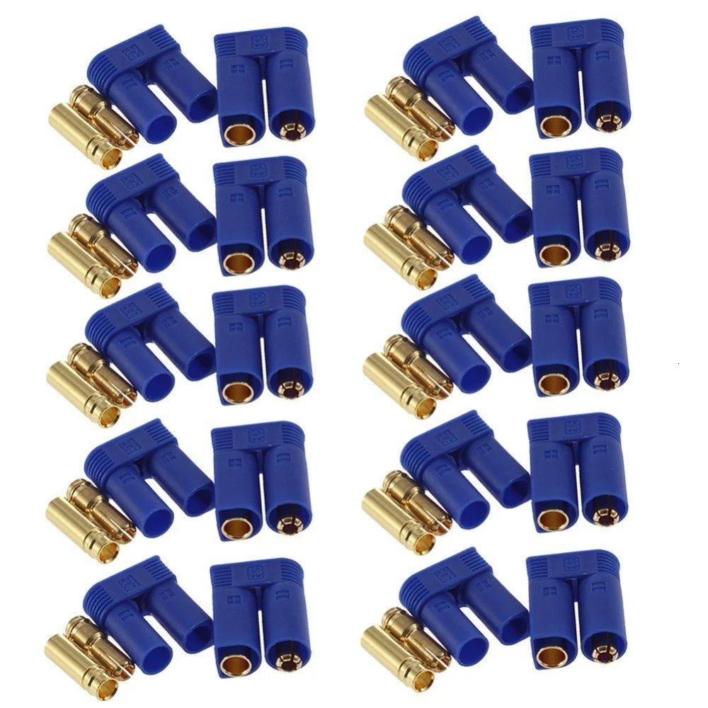 SoloGood EC5 Plug 5mm Golden Male Female Battery Connector Bullet Plug for RC Plane Multicopter Quadcopter Airplane Helicopter
