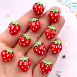 30Pcs Resin Colorful Kawaii Mini Red 3D Strawberry Figurine Flat back Stone Nail Art Scrapbook DIY Jewelry Accessories Crafts S4