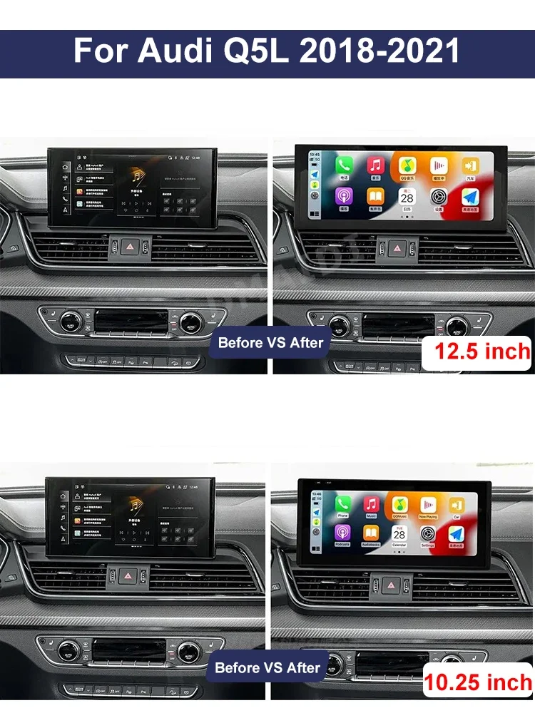 Wireless Carplay Android Auto Car Radio For Audi Q5 Q5L 2018-2021 Multimedia Player GPS Navigation Bluetooth Touch Screen 4G DSP