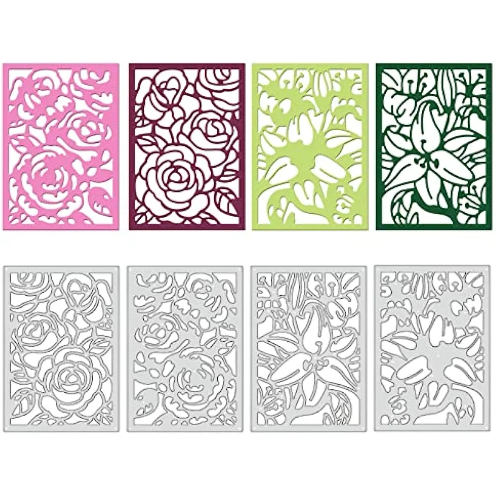 Flower Frame Metal Cutting Dies Lily Rose Flower Die Cuts for DIY Scrapbooking Wedding Cards Making Album Envelope Decoration