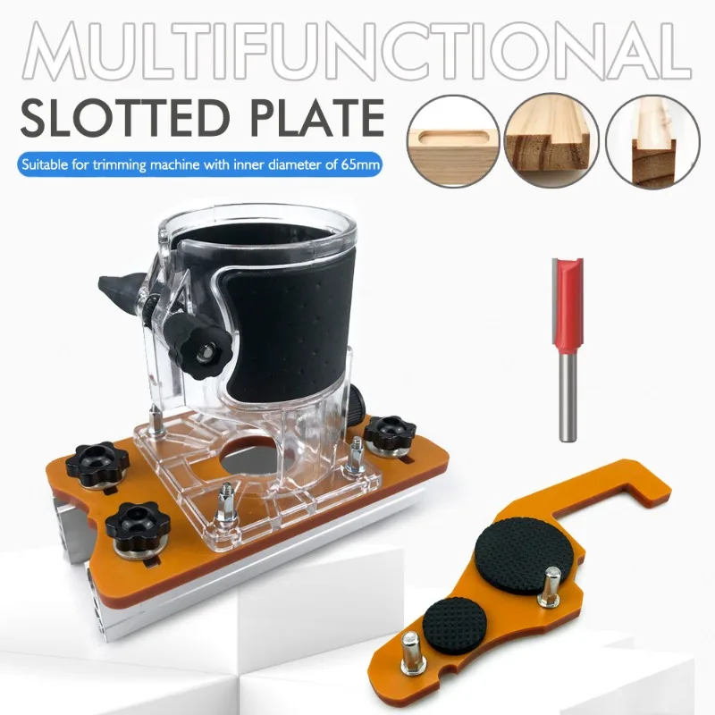 2nd Generation Slotted Plate with Thumb Screws, 2-in-1 Handheld Woodworking Trimmer Grooving Tool