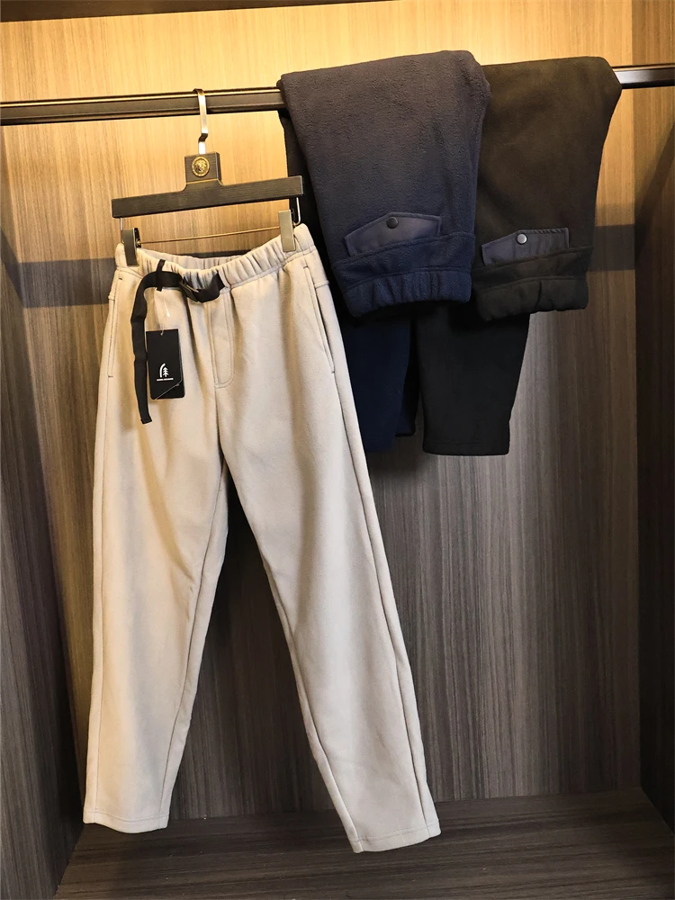 

Эффективные теплые повседневные брюки с прямыми штанинами на подкладке, мужские цветные осенне-зимние модные длинные брюки