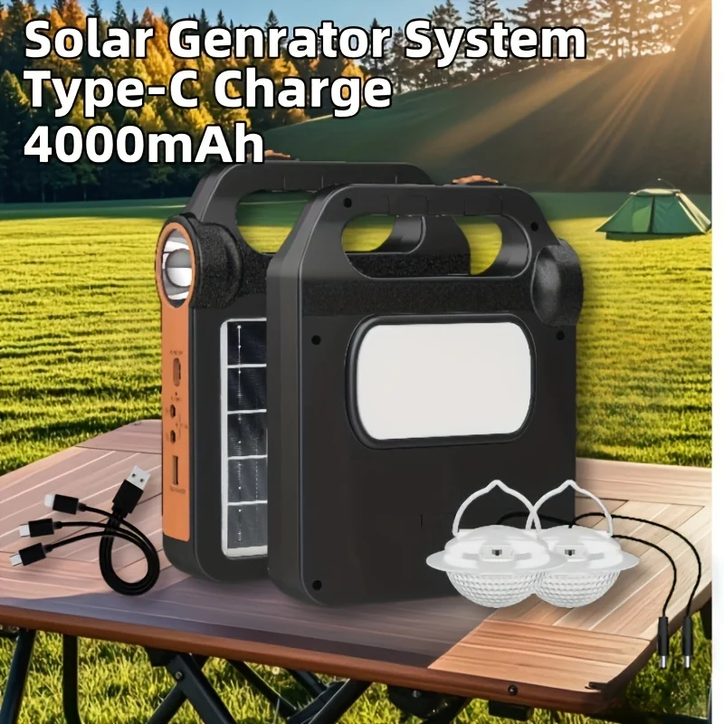 Solar Rechargeable Flashlight Portable Camping Lantern Emergency Light For Power Outage Lantern with 3 Meters Extension Bulbs