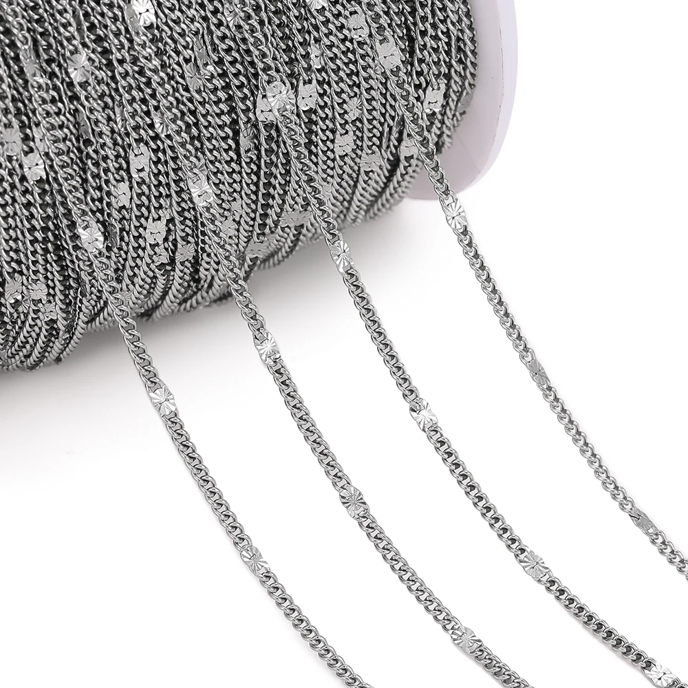 1Meter/Pack Stainless Steel Link Chains Bulk Gold Color Necklace Chains for DIY Bracelet Necklace Jewelry Making Accessories